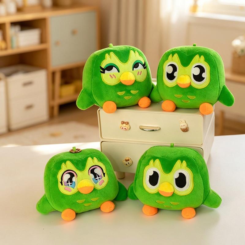 Household Items No.2 Girls Green Kawaii Owl Duo Plush Doll Cute Mascot Funny Face Owl Plushies Stuffed Toy Adorable Bag Charm Gift For Boy