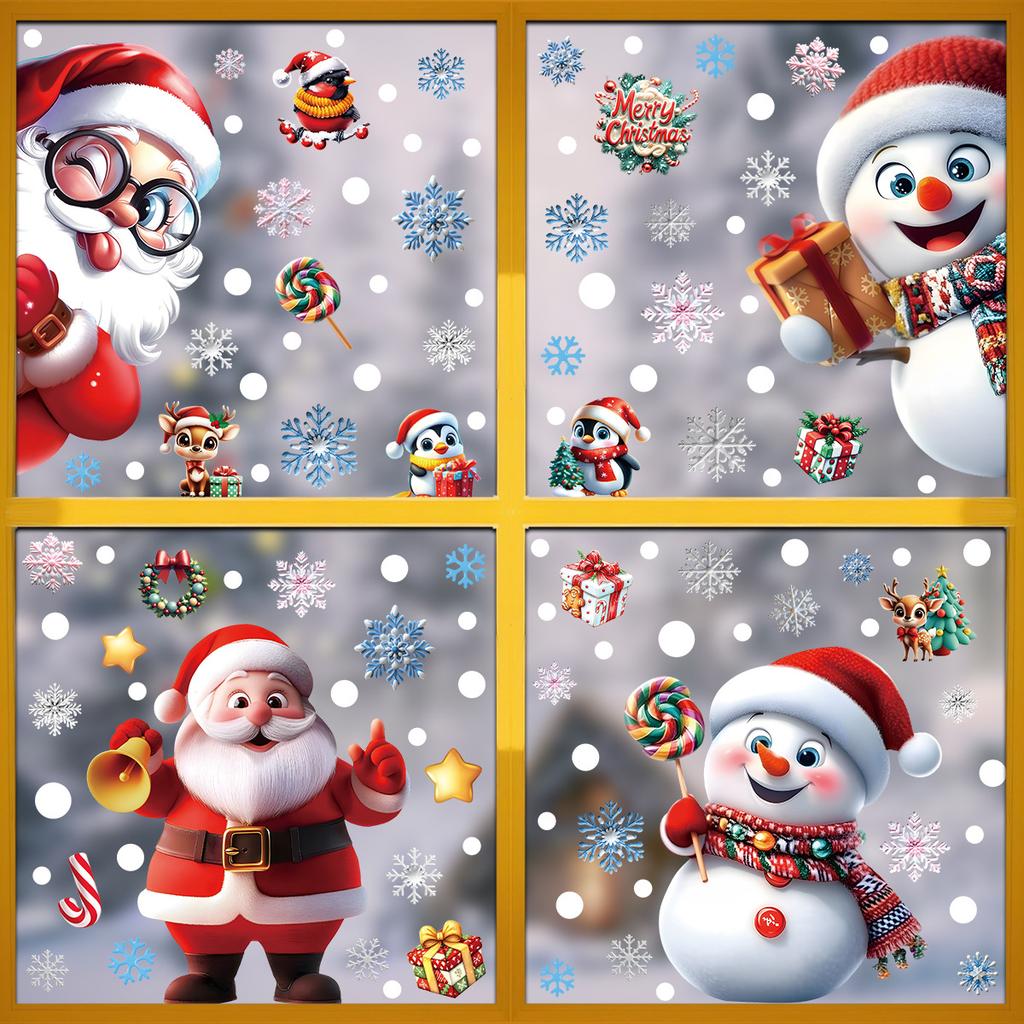 Christmas Window Stickers Set, Static Cling Glass Décor for Home