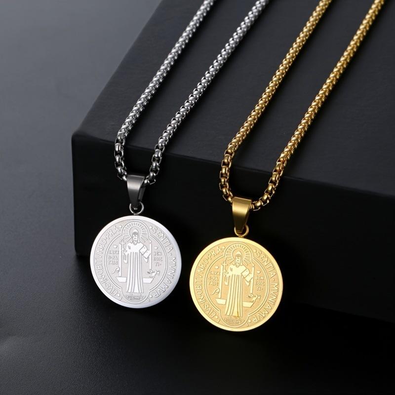 Trendy Brand Exorcist Letter Round Brand Jewelry Retro Men's Necklace Pendant