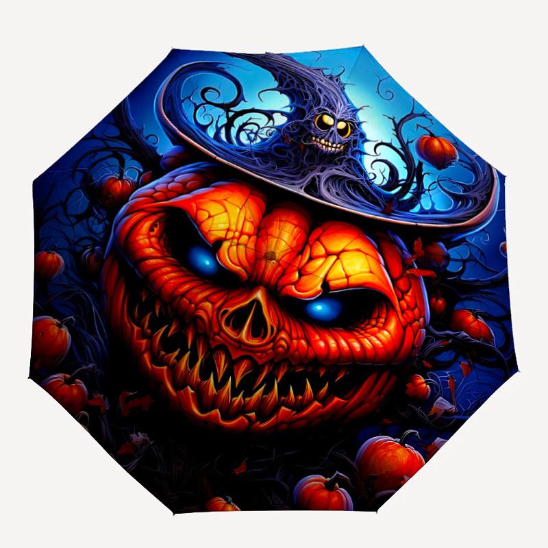 

1pc Halloween Pumpkin Automatic Folding Umbrella, Lightweight Retractable Compact Travel Umbrella, 8-Rib Sturdy Frame032