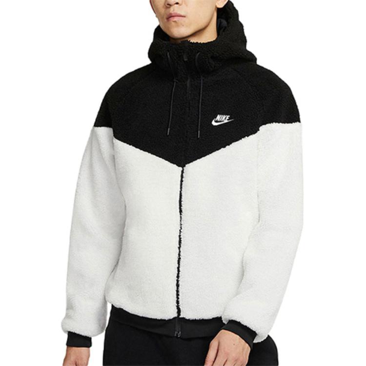 Nike Veste d'échauffement décontractée Windrunner en polaire sherpa pour homme, Vestes Blanc cassé DD0300-016