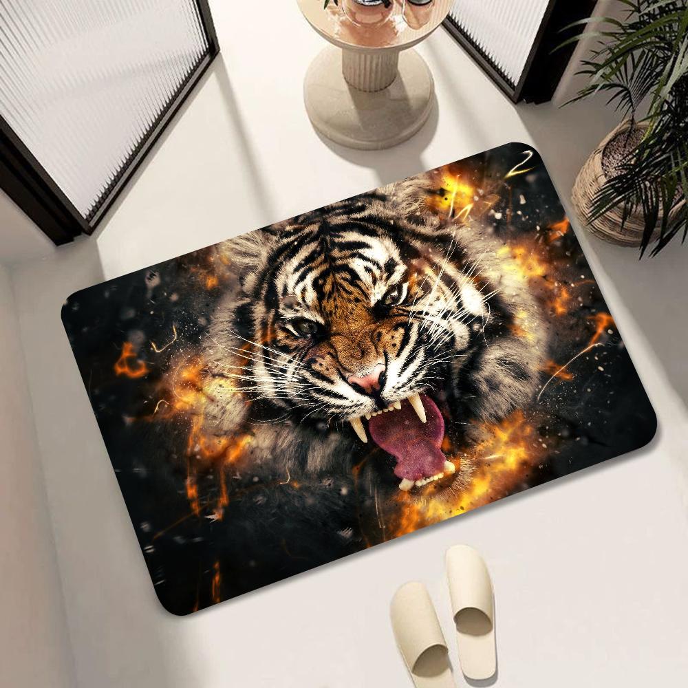 1pc Tiger Doormats Home Carpet Bathroom Absorbent Mats Anti-Slip Mats Home Decor Supplies Carpets Home Kitchen Floor Mats