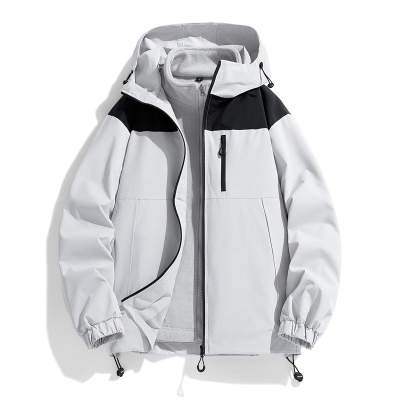 Giacca da lavoro da uomo casual da montagna per autunno e inverno con cappuccio tre in uno giacca calda in velluto