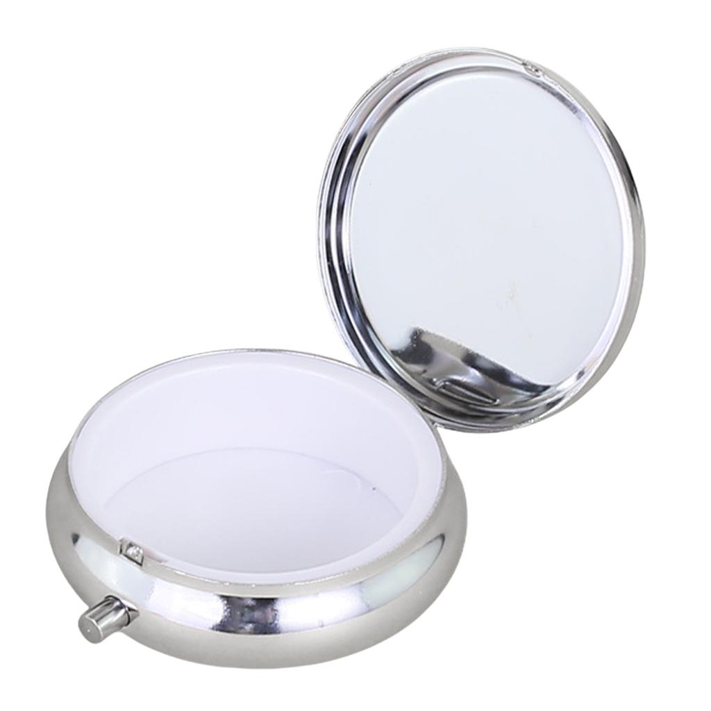 Round Pills Box Case for Pocket, Metal Medicine Tablets Holder Case Pills Organizers Pills Container for Travel Handbag