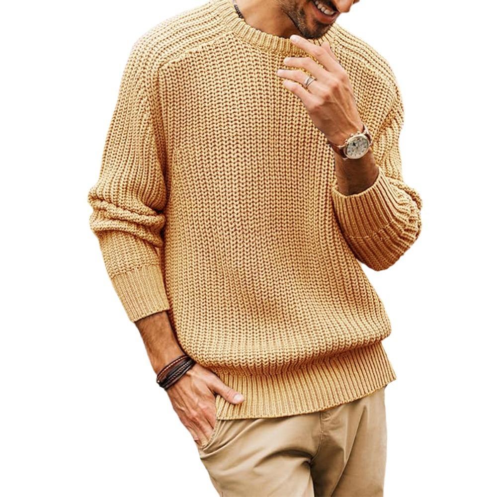Autumn Winter Men Knit Pullovers Men Solid Mock Neck Casual Knitted Sweater Men Long Sleeve Loose Knitwear Sweaters