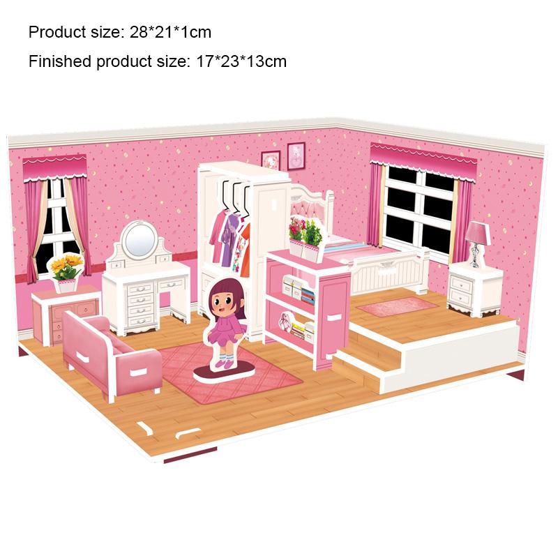 Big Size Children's 3D Paperboard Puzzle House Villa Castle Building Model for Kids Handmade DIY Assembly Puzzle Toys Gift