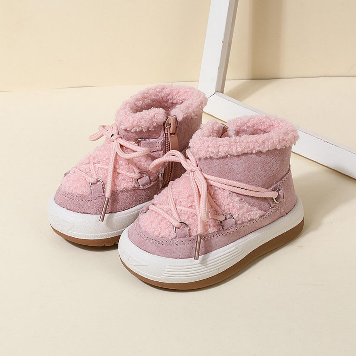 

Baby, Snow Boots, High Top, Boys, Cotton Shoes, Plush, Warm, Baby Cotton 15 рожевий