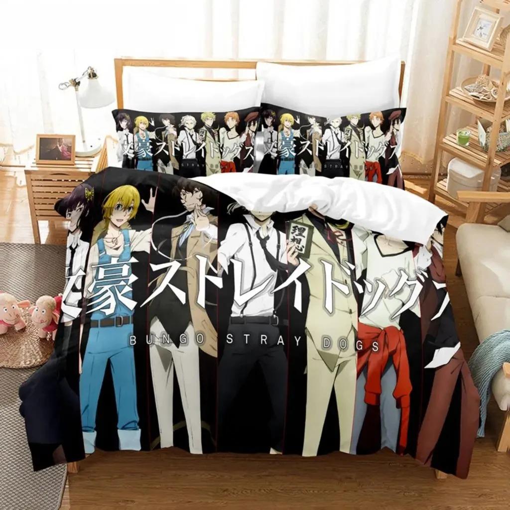 New Anime Bungo Stray Dogs Bedding Set Double Twin King Duvet Cover Comforter Pillowcase Boys Girls Adults Bedroom Home Textiles
