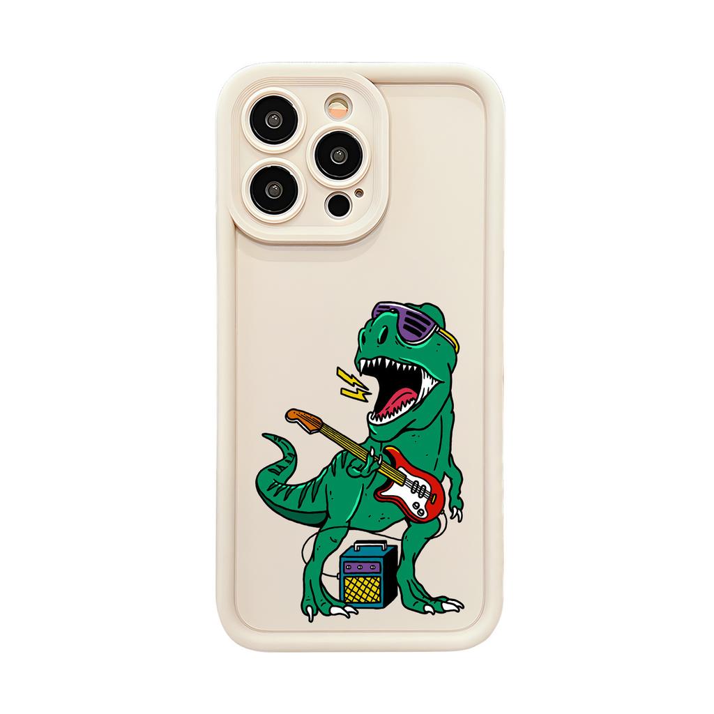 Emery for iPhone 16 ProMax matte non-slip silicone mobile phone case creative cartoon dinosaur