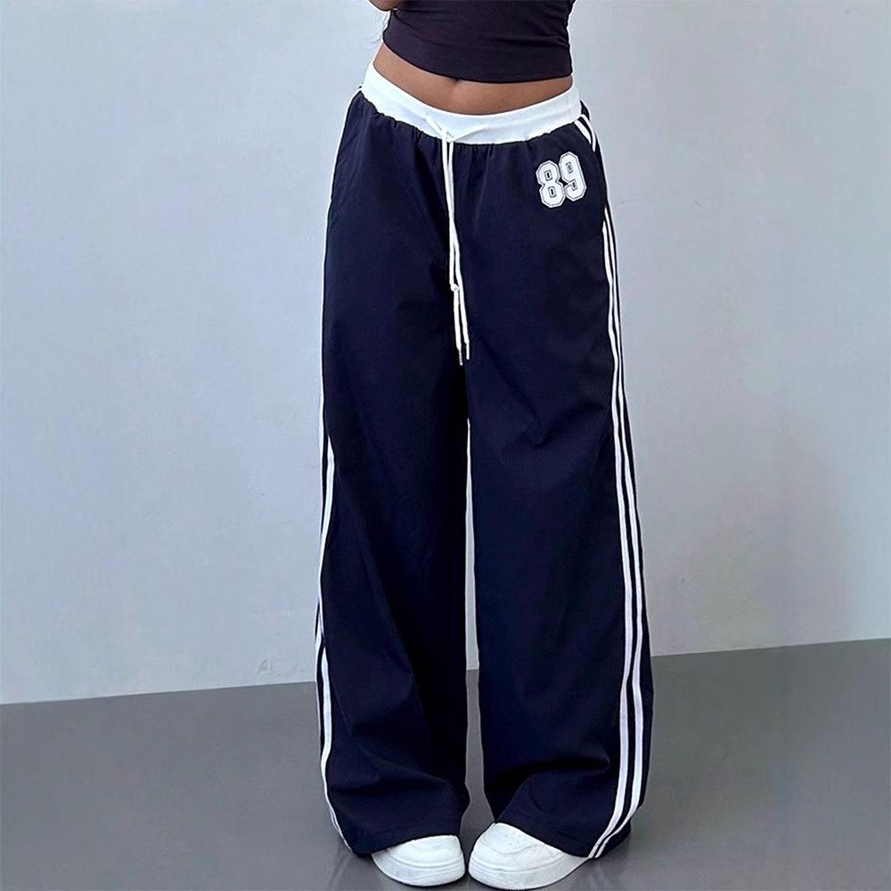 

High Waist Striped Wide-Leg Sweatpants Medium