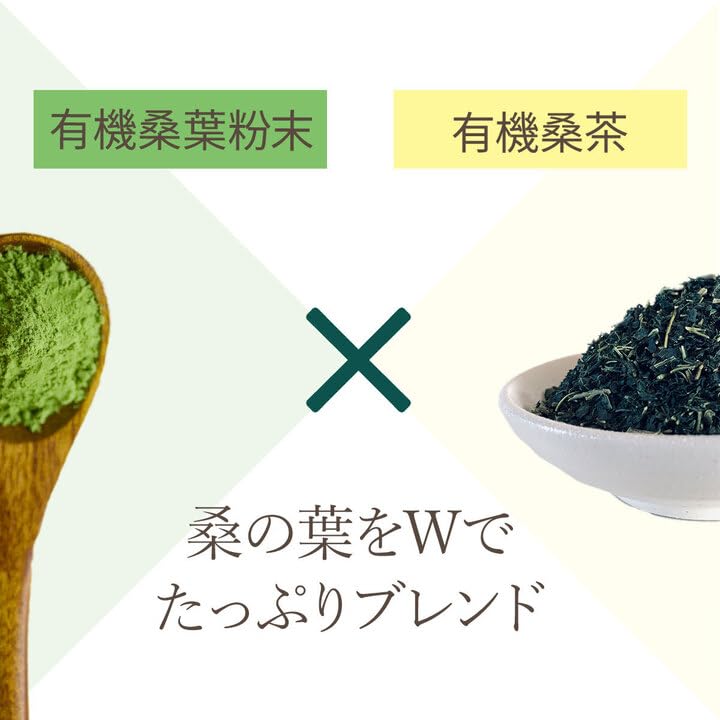 Wakuwakuen Zielona Herbata Morwowa w Torebkach (60 torebek herbaty) Wyprodukowano w Japonii, Herbata z proszku z liści morwy, Zielona herbata, Torebki herbaty, Bez kofeiny, Organiczna,