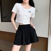 Sports Shorts Women's High Waist A Line Thin Wide Leg Skirt Small Casual Pleated Skirt Pants