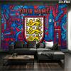 Custom Name,England Wall tapestry, aesthetic printed fabric blanket, suitable for bedroom, living room, and home decor.
