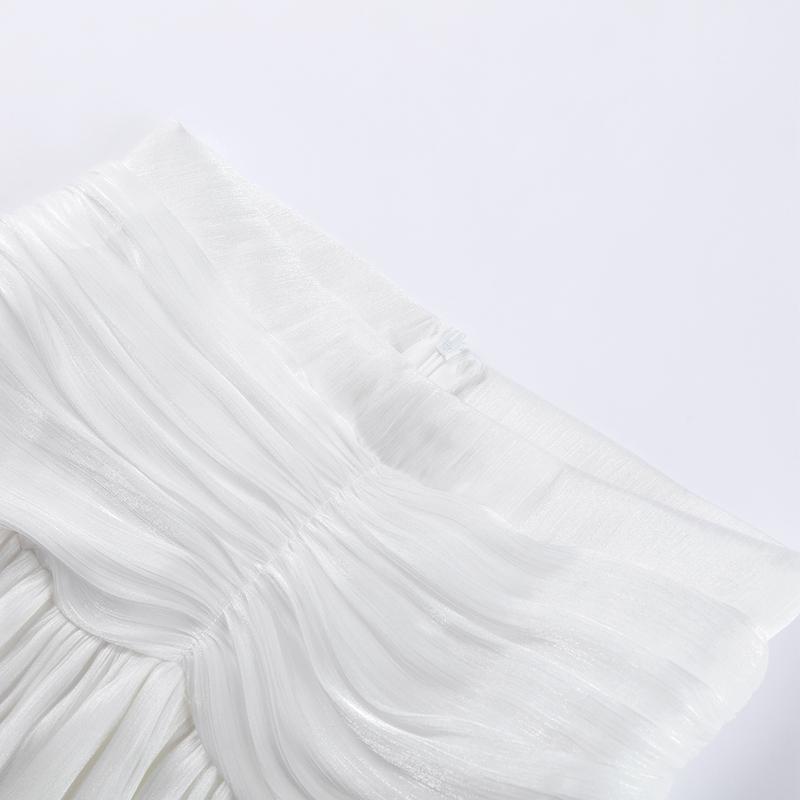 Elegantní mašle na sukni, obleky pro ženy, šněrování, O-výstřih, halenka s lanternovými rukávy a vysokým pasem, sladká skládaná sukně, jarní nová sada 2 kusů