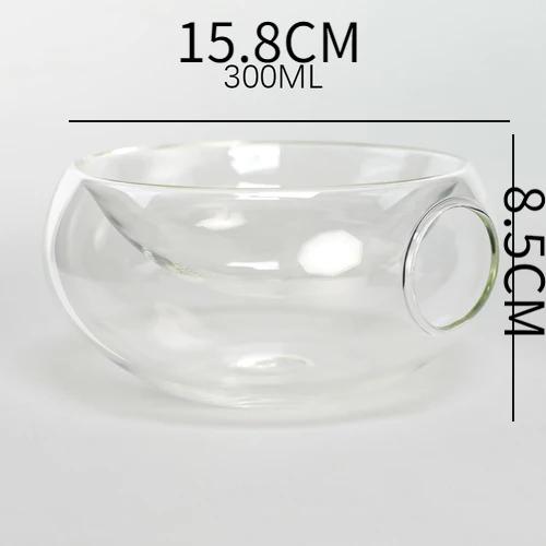 Transparente Hochtemperatur-Glasschüssel mit Seitenöffnung Trockeneis-Schüssel Kreatives Küchengeschirr Spezielle Restaurant Salatschüssel