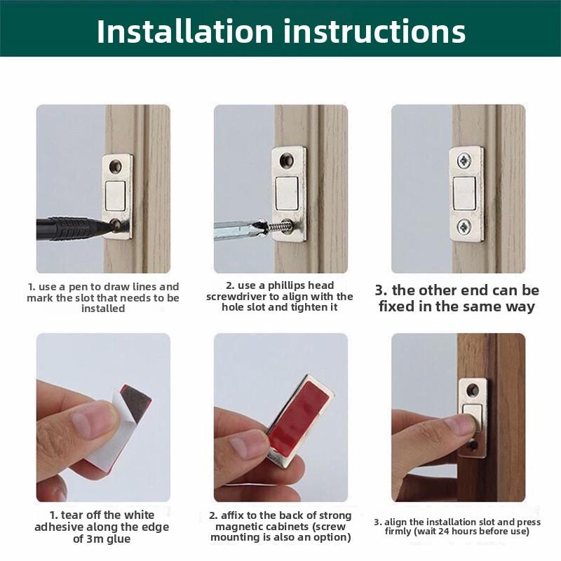 Door-mounted Magnetic Clips for Cabinet Without Drilling Holes. Ultra-thin Cabinet with Strong Magnetic Force. Invisible Drawer with Strong Magnetism.