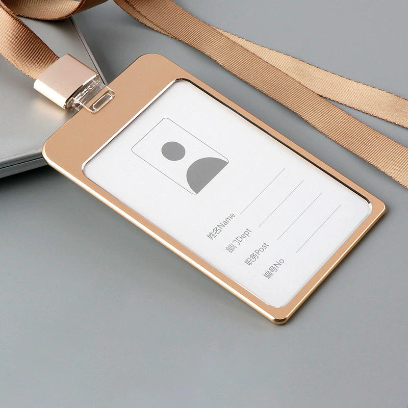 Metal Clip Buckle Aluminum Alloy Work Badge Card Holder Work Badge Chest Badge Hanging Neck Card Work Number Badge With Hanging Rope Card Holder