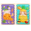 Puzzle 3D en bois Double face pour enfants, jouet éducatif à empiler avec animaux de dessin animé