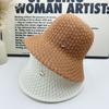 New Hollow Knitted Bucket Hat Women's Summer Sunscreen Visor Hat Showing Face Small Bucket Hat Basin Hat
