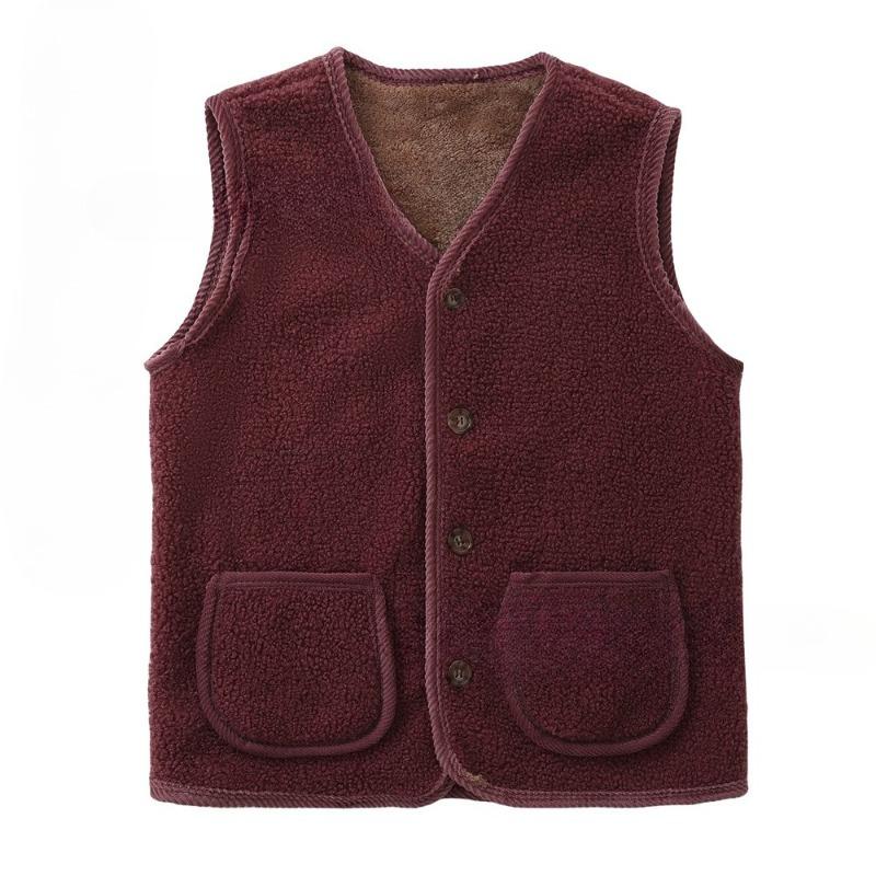 

Lamb Wool Vest Women s Autumn and Winter Plus Velvet Thickened Vest Vest Women s Granular Velvet Warm Waistcoat 5XL вина червоного кольору