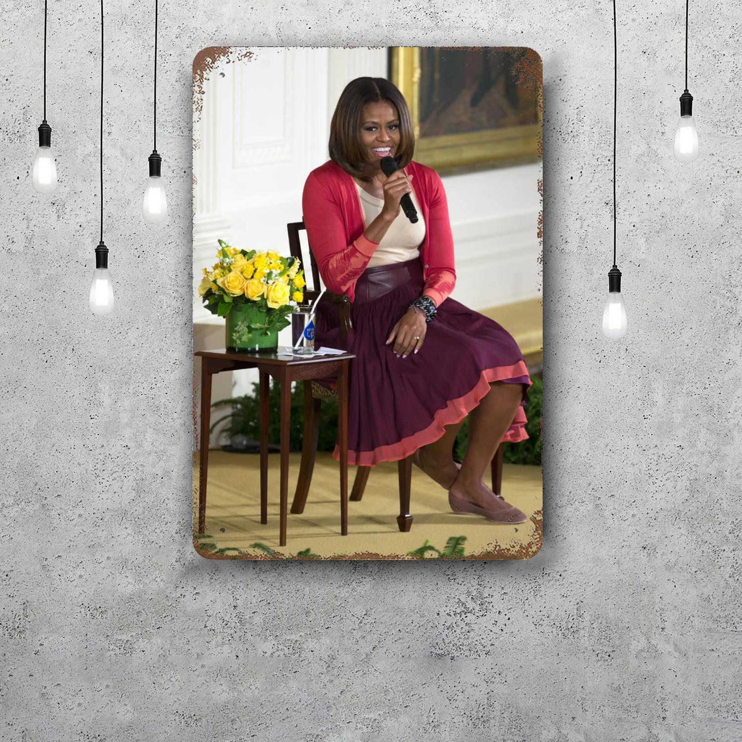 michelle obama Decor Poster Vintage Tin Sign Metal Sign Decorative Plaque for Pub Bar Man Cave Club Wall Decoration 20x30cm（7.8x11.8inch）