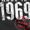 Tillverkad 1969 Alla Originaldelar T-shirt Män Födelsedagspresent Vintage Bomulls T-shirts Rund Hals Harajuku Toppar T-shirts Vuxen Kläder