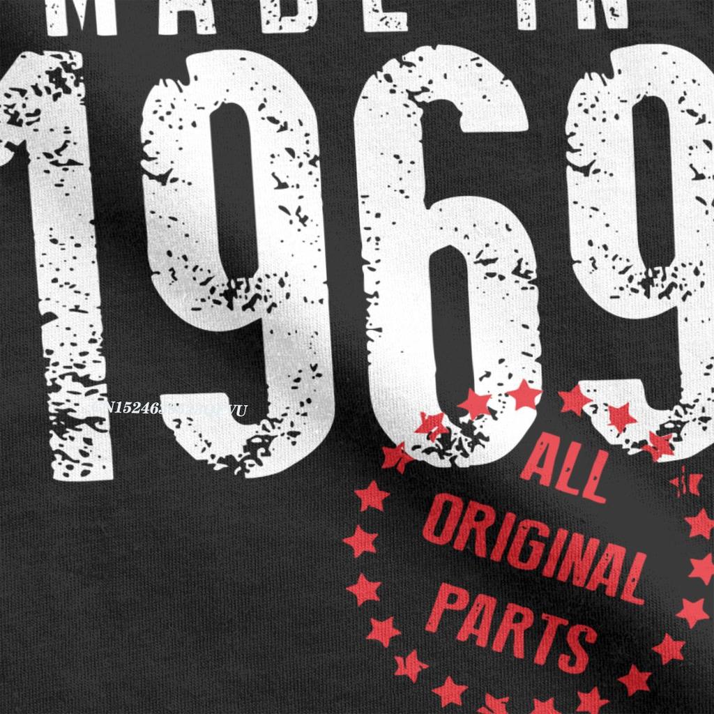 Tillverkad 1969 Alla Originaldelar T-shirt Män Födelsedagspresent Vintage Bomulls T-shirts Rund Hals Harajuku Toppar T-shirts Vuxen Kläder