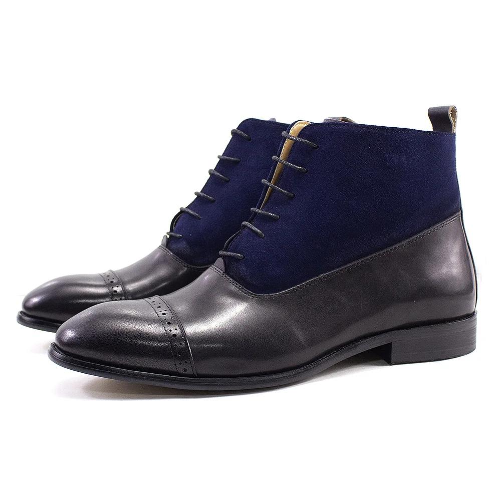 

Классические мужские ботильоны из натуральной кожи ручной работы, пэчворк, на шнуровке, формальные, удобные, высококачественная модельная обувь 46 чёрный