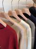 Women's Autumn 2024 Red Knitted Sweater Cardigan - Colorful Button, Crew Neck, Long Sleeve, Soft Angora Blend.
