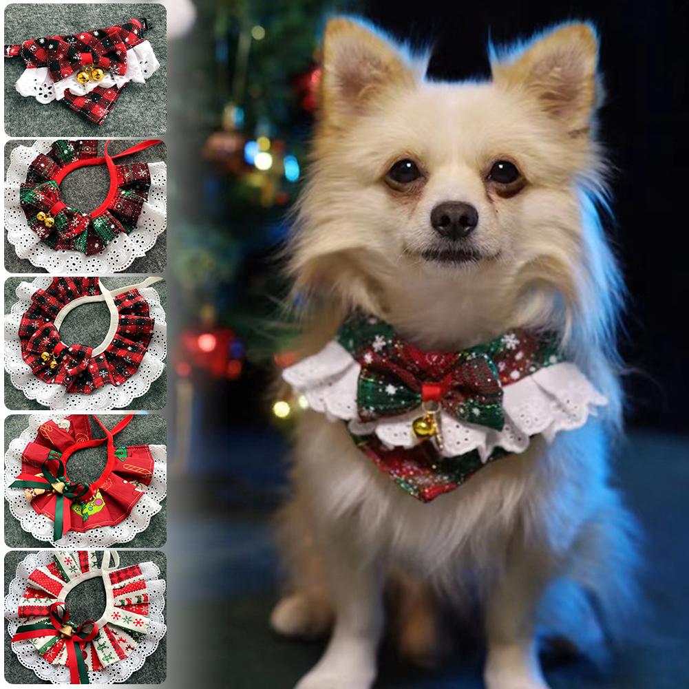 

Pet Neckerchief Pet Saliva Towel Triangle Scarf Cat Collar Pet Bibs Scarf Washable Christmas Pet Scarves Gift Xmas Decor S