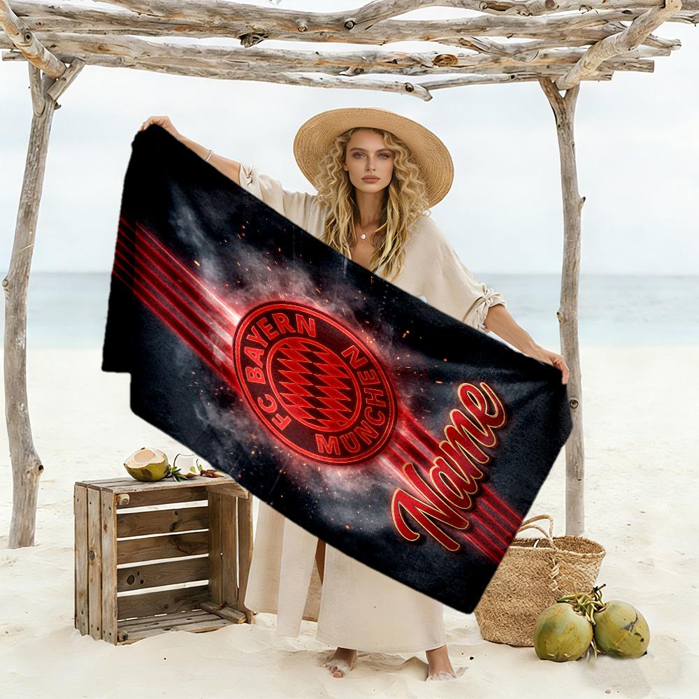 Bayern Munich Galaxy Art Personalized Text Beach Towel Super Soft Microfiber Quickdry Fabric