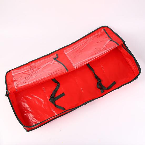 Christmas Wrapping Paper Storage Bag Durable Soft PE Woven Fabric Gift Wrap Storage Pouch with Flexible Partitions and Pockets