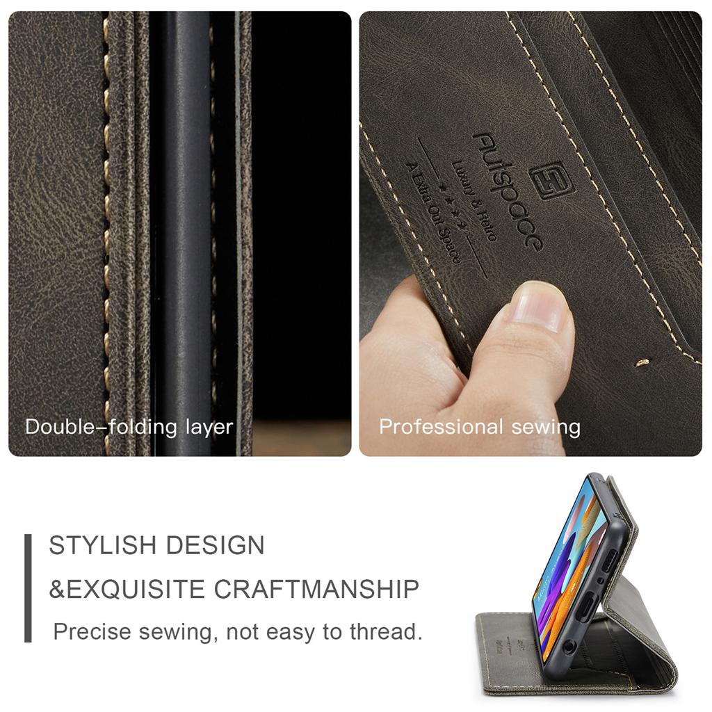 Premium Vintage Leather Wallet Case with RFID Blocking for Samsung Galaxy A21s - Elegant Flip Cover with Card Holder Shockproof Protection (4 Colors)