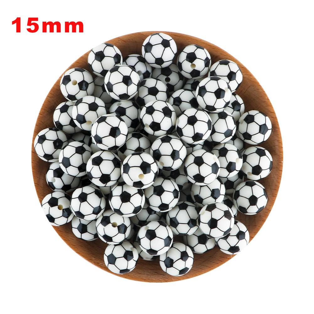 

New Silicone Focal Beads Football Baseball Softball Silicone Round Beads For Jewelry Making DIY Handmade Accessories