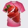 Summer Round Neck Delicious Fruit Strawberry Pattern 3D Print Top Fashionable Casual Short Sleeved Men's and  Women's Unisex T-shirts