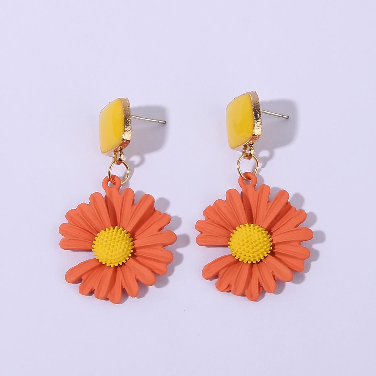 

Летние серьги в стиле вечеринки, персонализированные серьги с цветком, серьги с подвеской в ​​виде подсолнуха для женщин 4.7*2.5cm оранжевый
