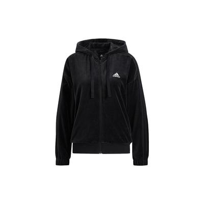 Velour Hooded Jacket Women Outerwear Black HG1845