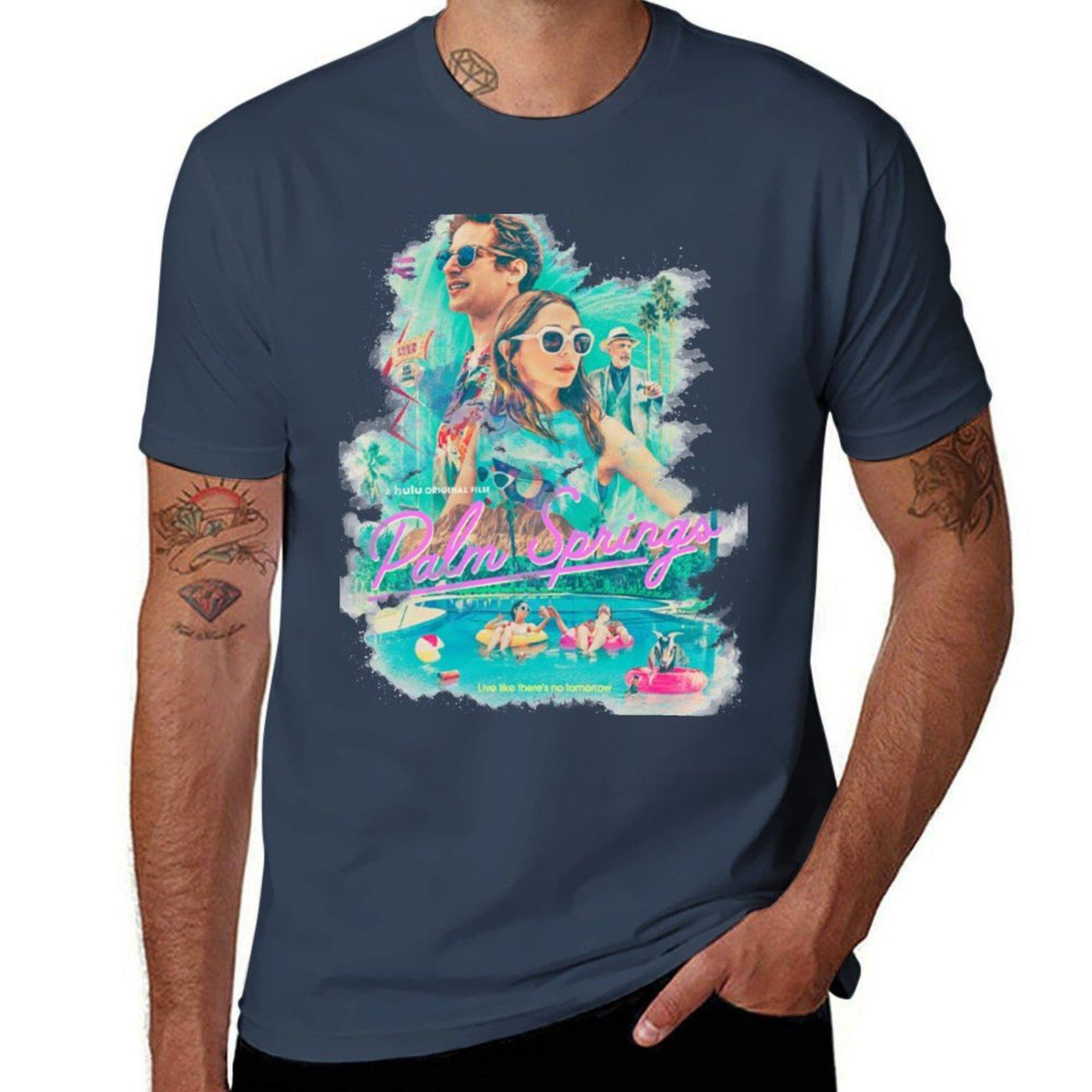 Palm Springs Movie Poster Tshirt Active Sports Short Sleeve Cotton Shirt S