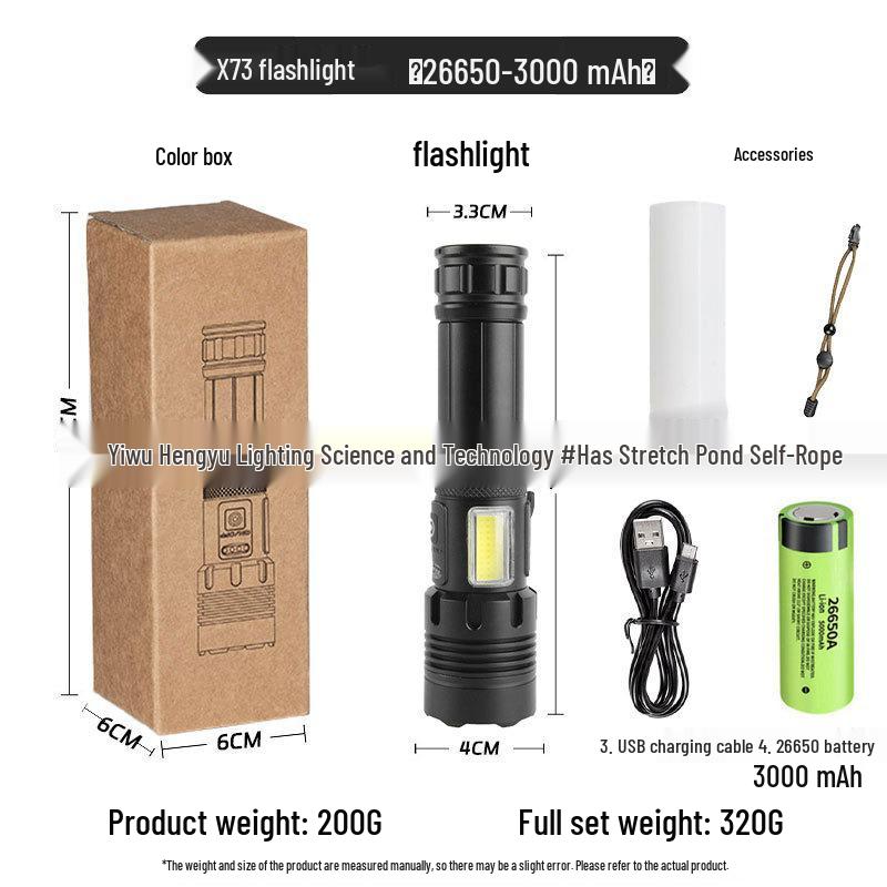 XHP90 Explosion-Proof Rechargeable LED Flashlight: Super Bright, Waterproof, Telescopic Zoom, Aluminum Alloy, Handheld Light for Outdoor Use.