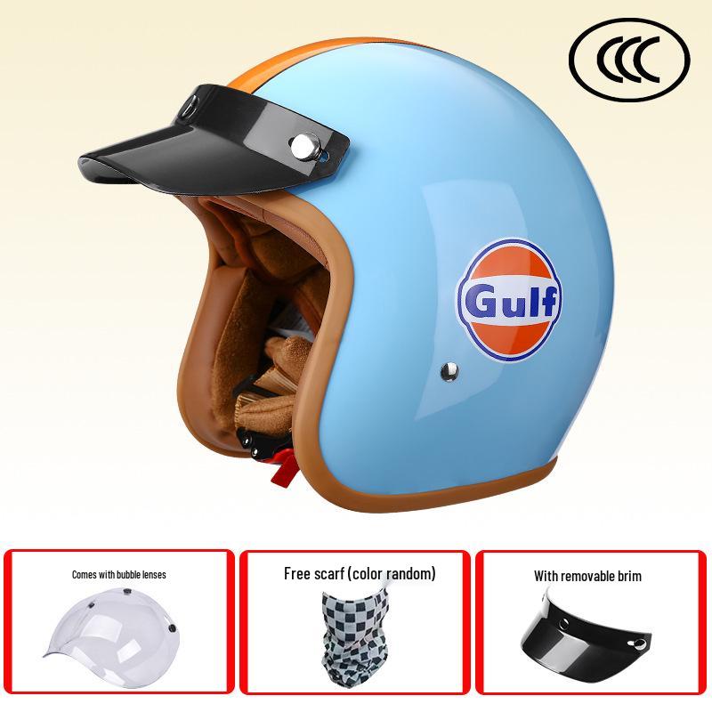 Retro 3C-Certified Unisex Motorcycle Helmet, All-Season 3/4 Design for Motorbike & Electric Bike