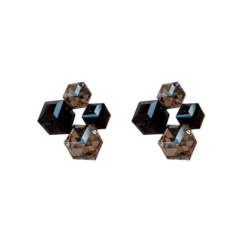 2023 Women's Luxury Black Diamond 3D Square Stud Earrings – Unique High-End Ear Jewelry
