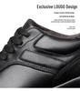 Men's Black Genuine Leather Soft Sole Lace-up Casual Breathable Business Shoes
