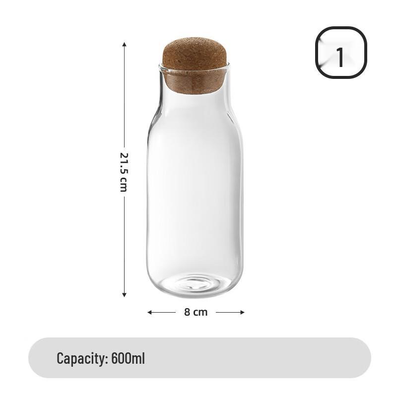 Multi-purpose Glass Beverage Bottles with Cork Stoppers (Set of 2)
