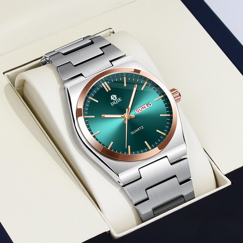Stainless Steel Butterfly Buckle Men'S Simple Double Date Non-Mechanical Multifunctional Men'S Watch Business Logo