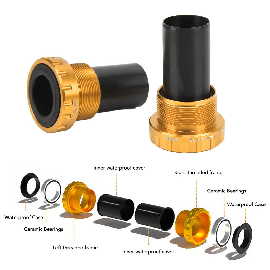 LeBycle Threaded Bike Bottom Bracket CNC Machining BB91 Mountain Bike Bottom Bracket for Outdoor Cycling