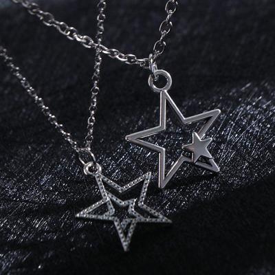 Hollow Choker Vintage Pentagram Necklace Zinc Zinc Alloy Korean Clavicle Chain for Women Men