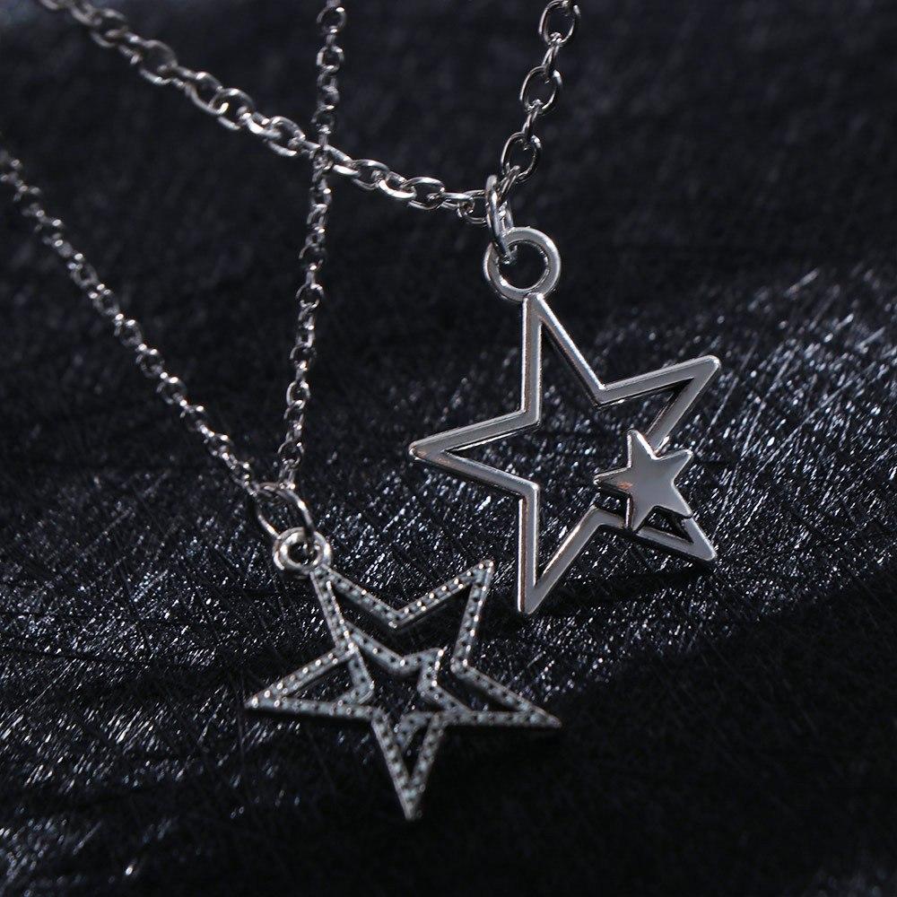 Hollow Choker Star Pendant Necklace Zinc Zinc Alloy Korean Clavicle Chain  for Women Men