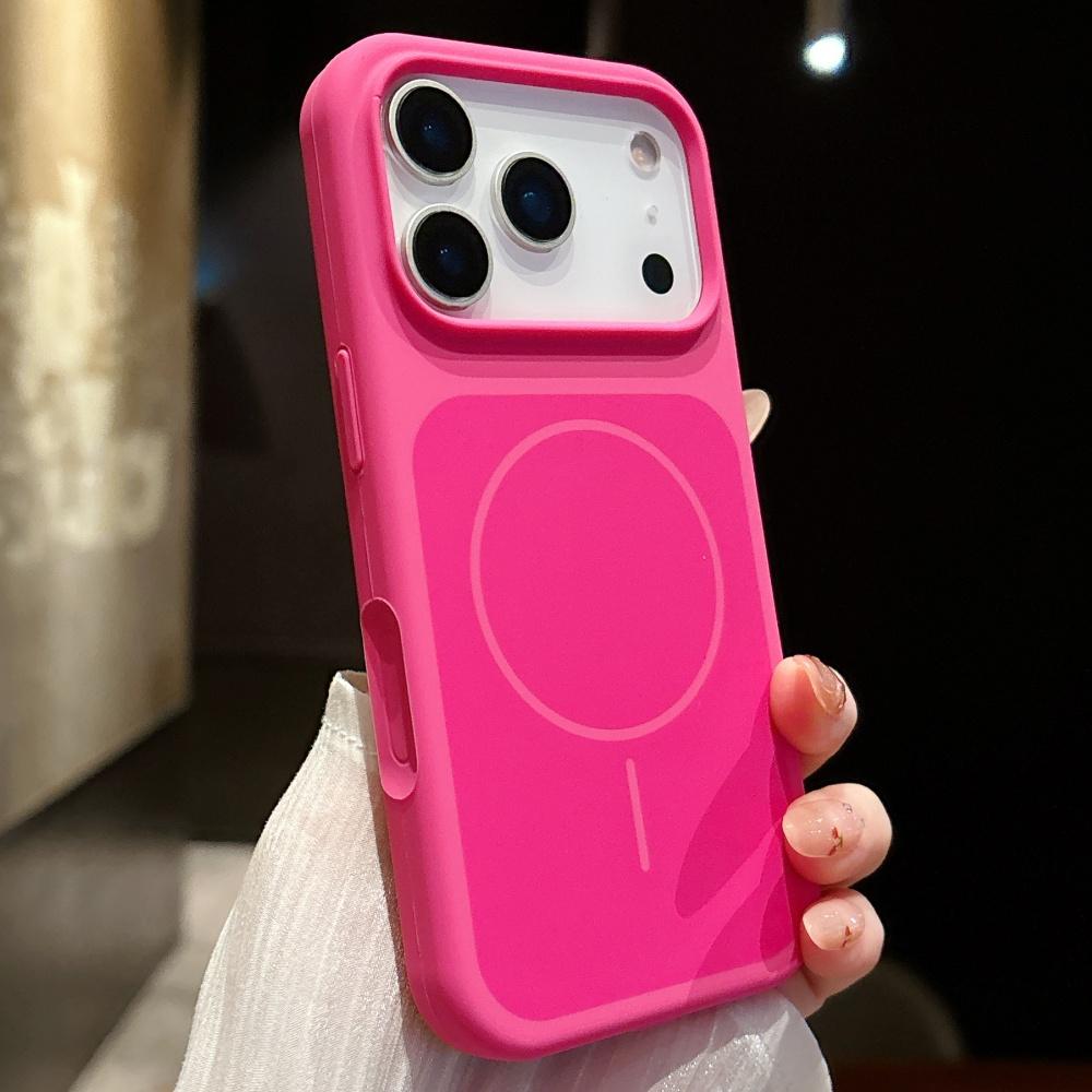 Liquid Silicone Smart Touch Button For Magsafe Case For iPhone 13 14 15 Plus 16 17 Pro Max Air Fluorescent Contrast Color Cover