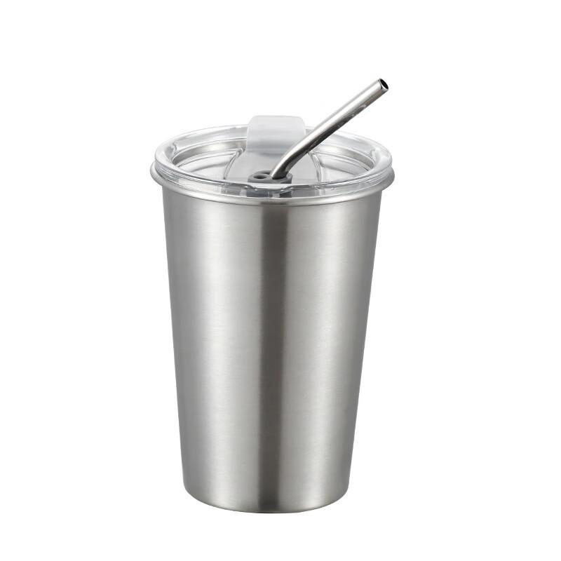 

304 Stainless Steel Portable Cup with Straw and Lid