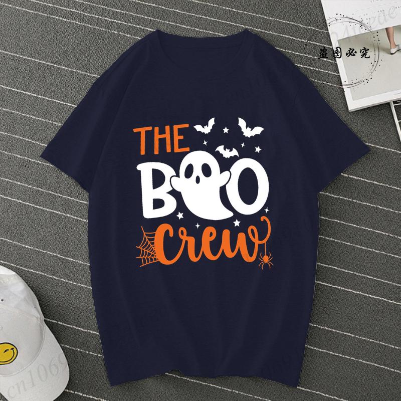The Boo Crew Print T Shirt Halloween Ghost Party Gift Short Sleeve Unisex Tshirt Clothes Family Matching Fashion Casual Tee Top